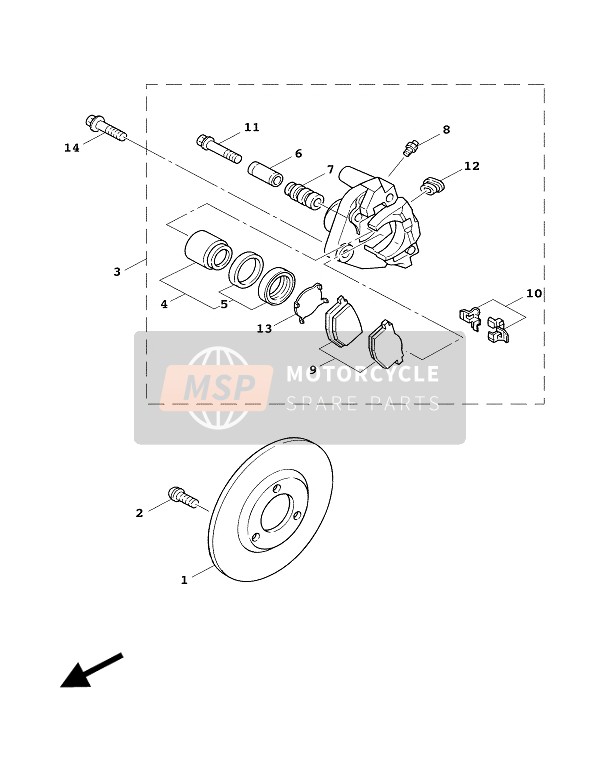 Yamaha XC125AF 2003 Pinza de freno delantero para un 2003 Yamaha XC125AF